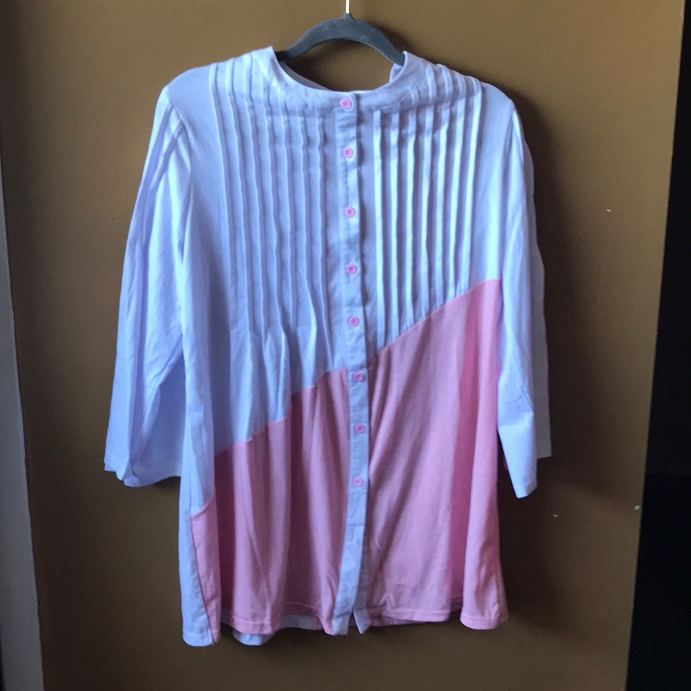 Pink and white blouse